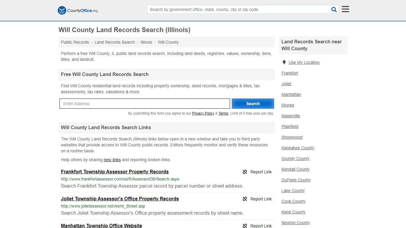 Land Records Search - Will County, IL (Deeds, GIS Maps ...